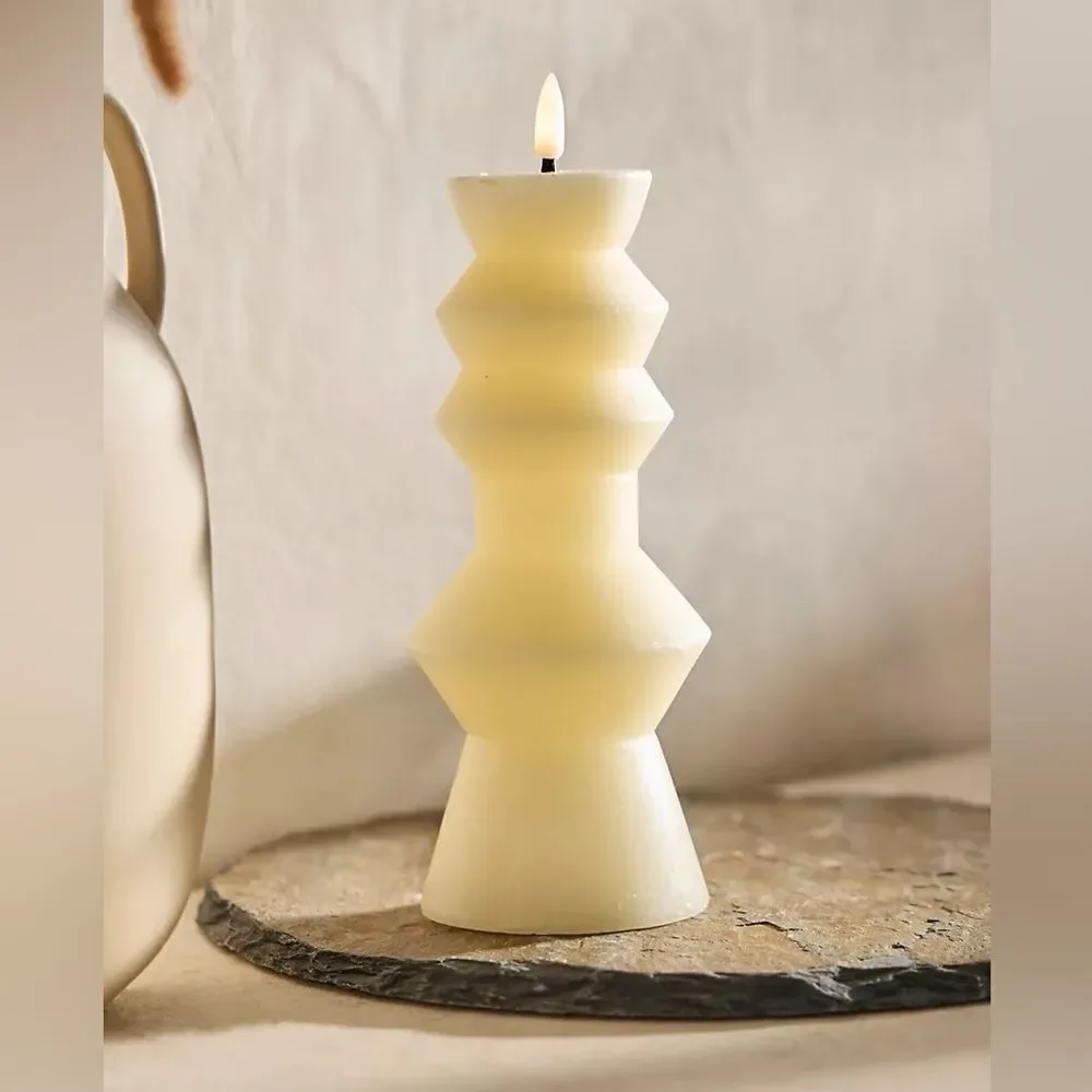 Flameless Geo Pillar Candle, Medium